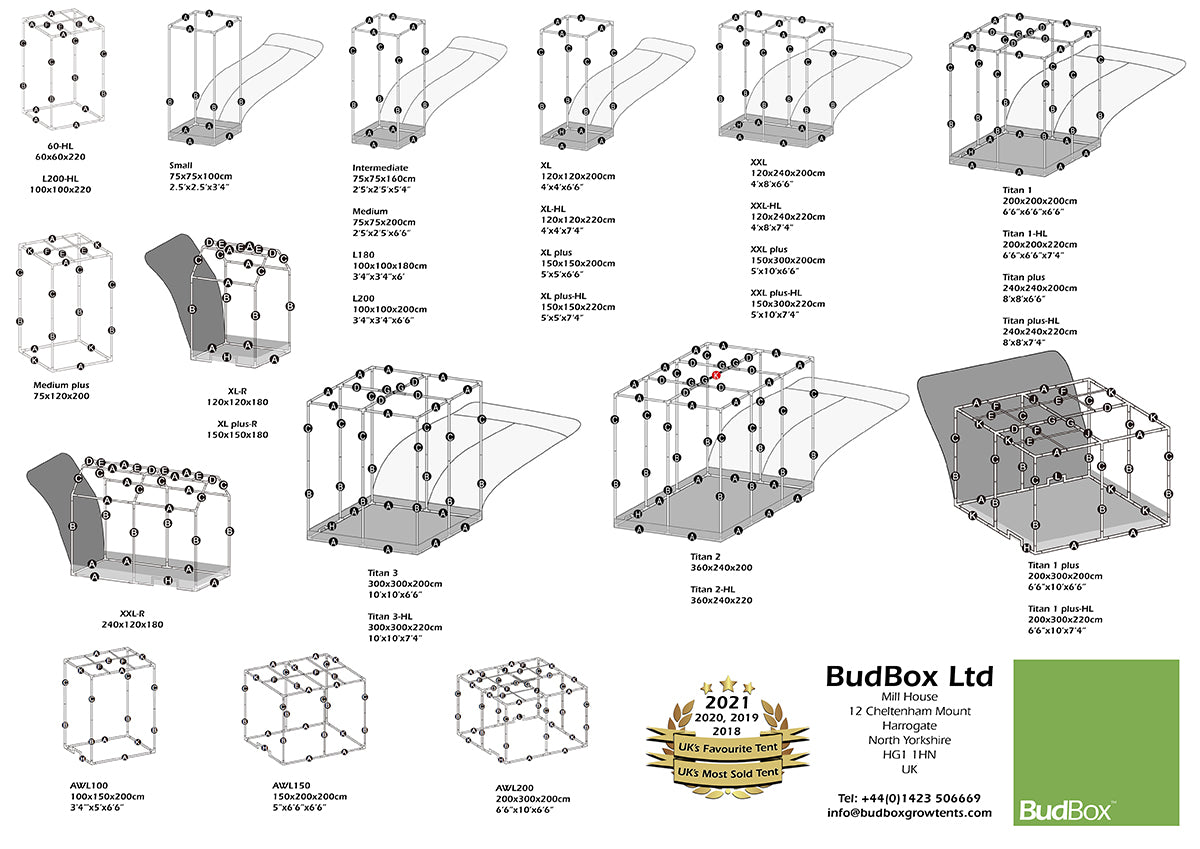 BudBox Pro XXL-R Loft Grow Tent | 1.2mx2.4mx1.8m Pitched Roof Attic Solution