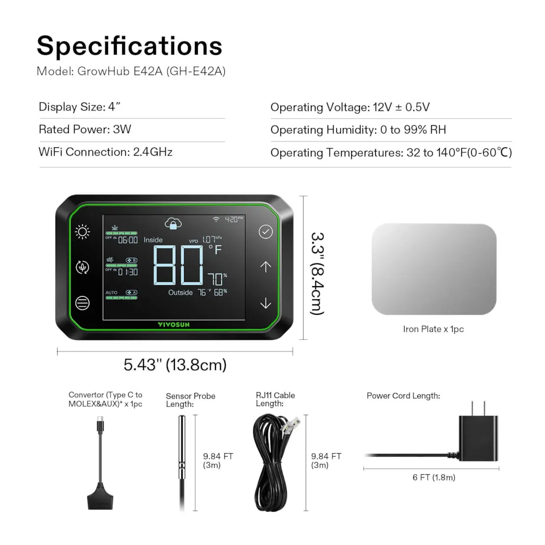 VIVOSUN GrowHub Controller E42A+ Smart WiFi Grow Tent Environment Controller