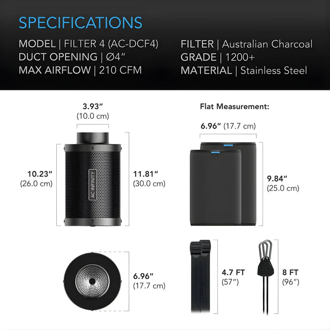 AC Infinity 4-Inch Carbon Filter | Premium Charcoal