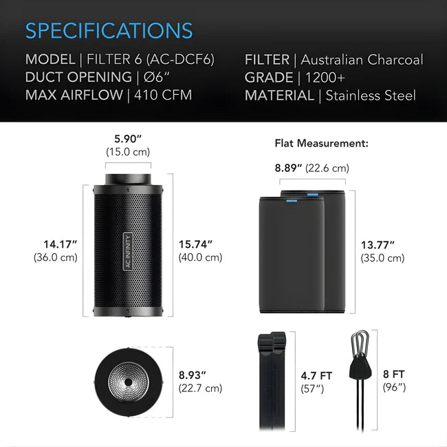 AC Infinity 6-Inch Carbon Filter | Premium Charcoal