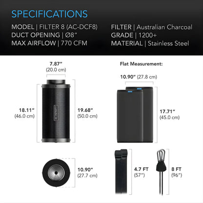 AC Infinity 8-Inch Carbon Filter | Premium Charcoal