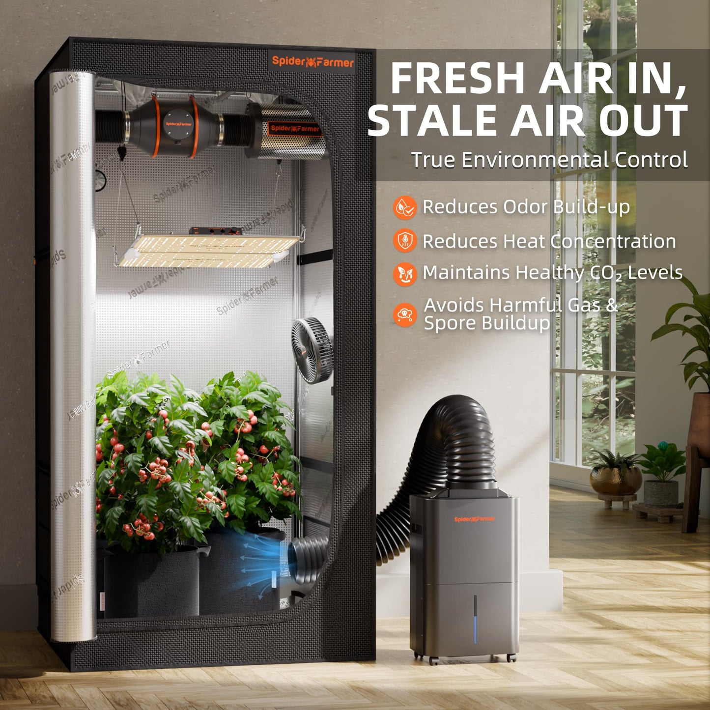 Spider Farmer Dehumidifier 32 Pint | RJ12 Cable + Drain Hose