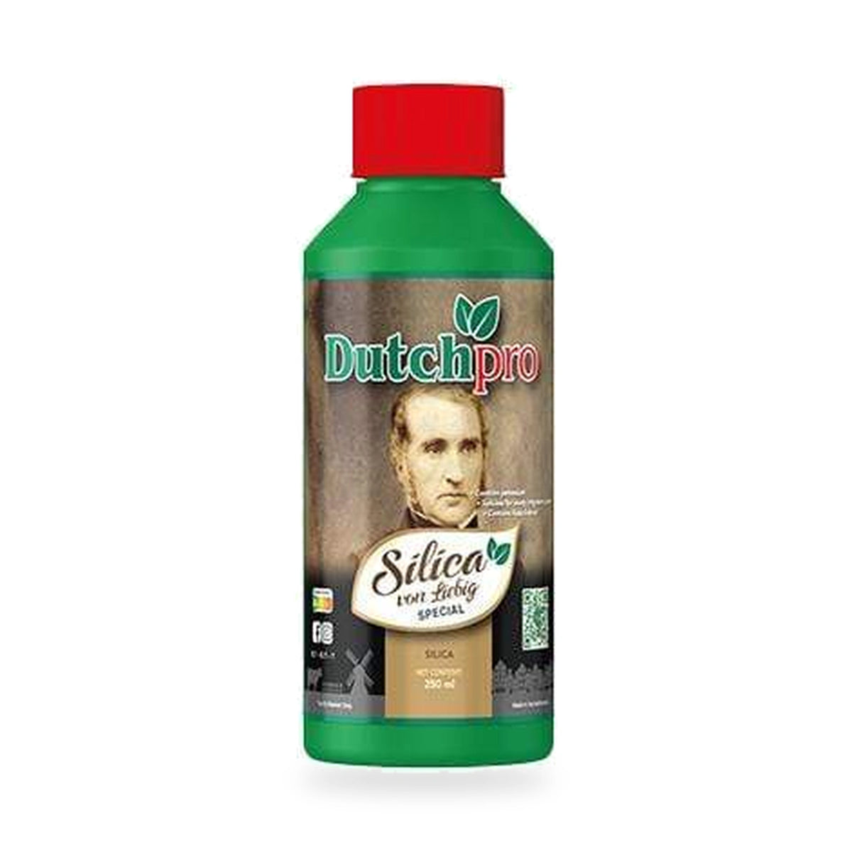 dutchpro-silica-von-liebig-silicon-supplement-250ml.webpDutchpro Silica Von Liebig Special in a 250 ml green bottle with a red cap.