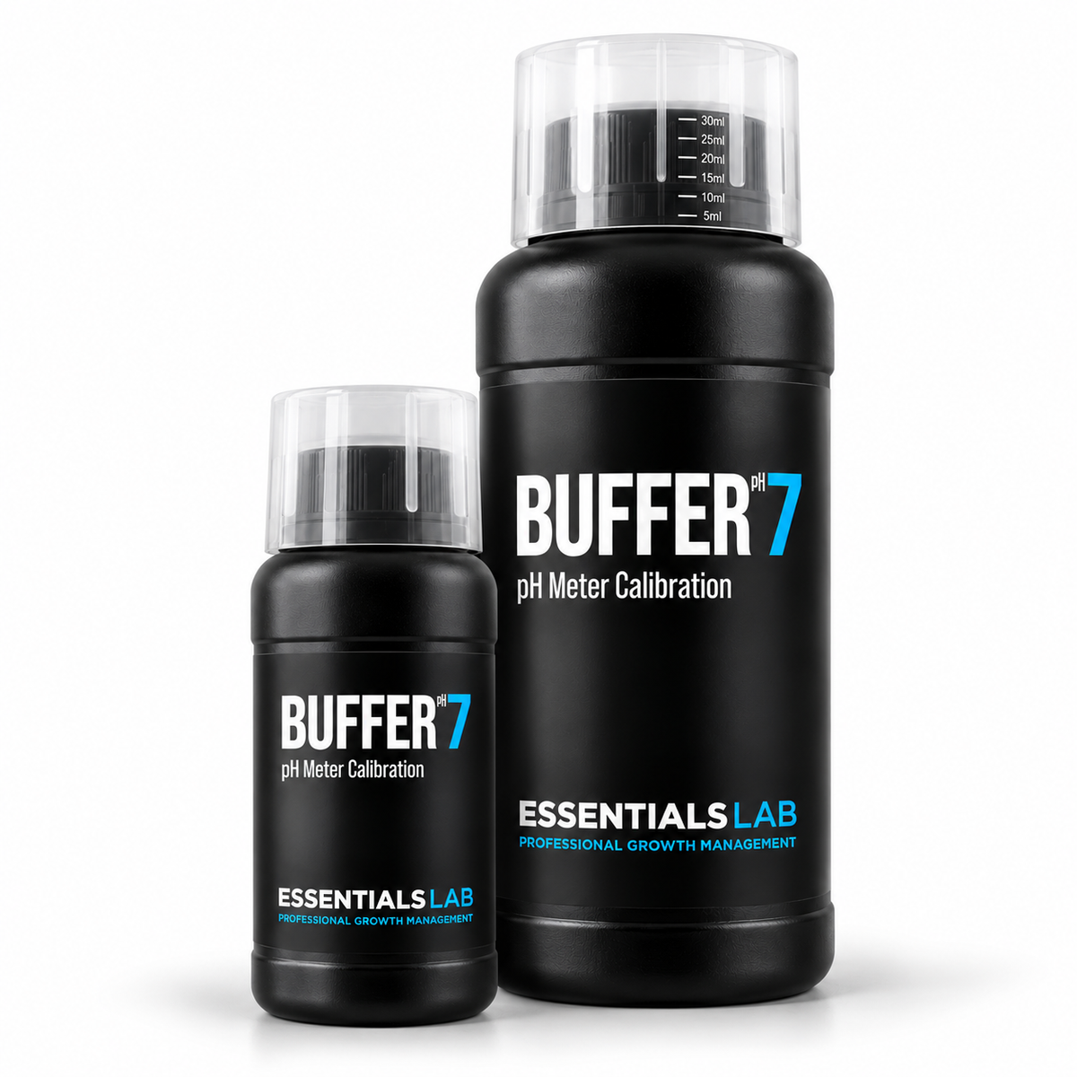 Essentials LAB Buffer pH 7 calibration solution bottles for accurate pH meter calibration