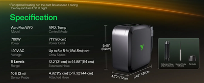 VIVOSUN AeroFlux Smart Grow Tent Heater with VPD Control