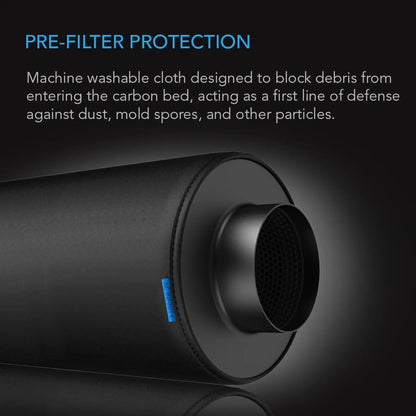 AC Infinity 4" Pre-Filter Cloth 2-Pack | Carbon Inline Filter Sleeves