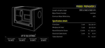Garden HighPro ProBox Propagator Small | 60x40x40cm Compact Grow Tent – 97% Reflective Mylar for Seedlings & Cloning