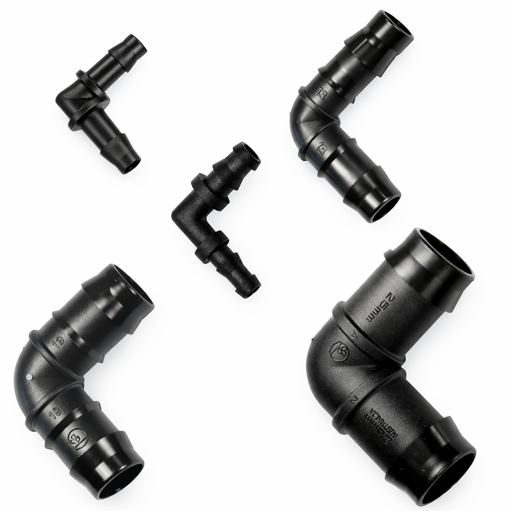 Premium Multi-Size Double Barb Elbow Connectors