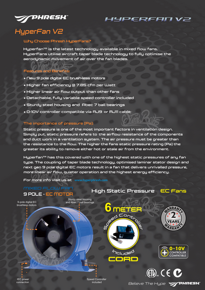 Phresh Hyperfan Stealth Silenced V2 EC | The Ultimate Silent Powerhouse for Your Grow Room