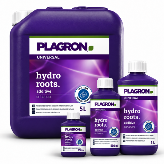 Plagron Hydro Roots root additive family range in 250ml, 500ml, 1L and 5L sizes