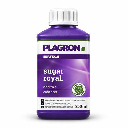 Plagron Sugar Royal 250 ml purple bottle with white cap on a white background