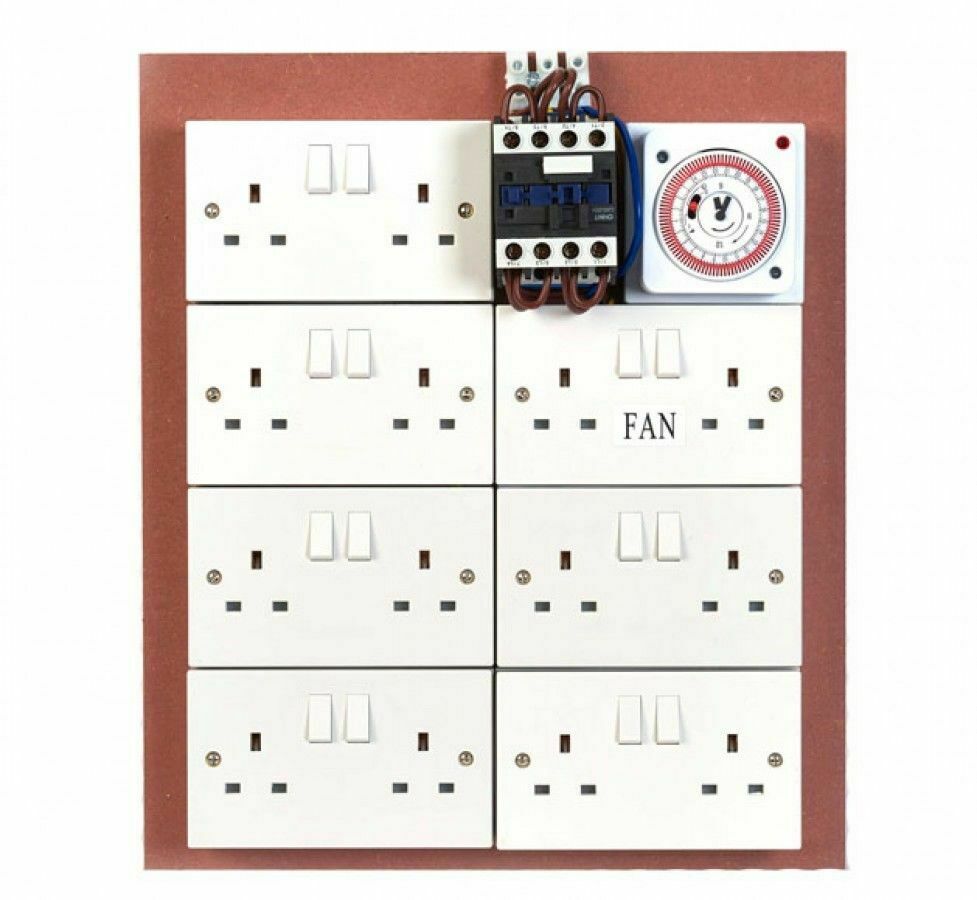 12+2 Way Heavy-Duty Contactor Board|with 24-Hour Timer