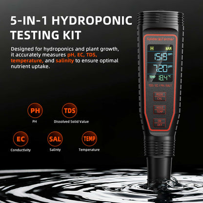 Spider Farmer SF‑PH‑Meter | 5‑in‑1 pH Tester