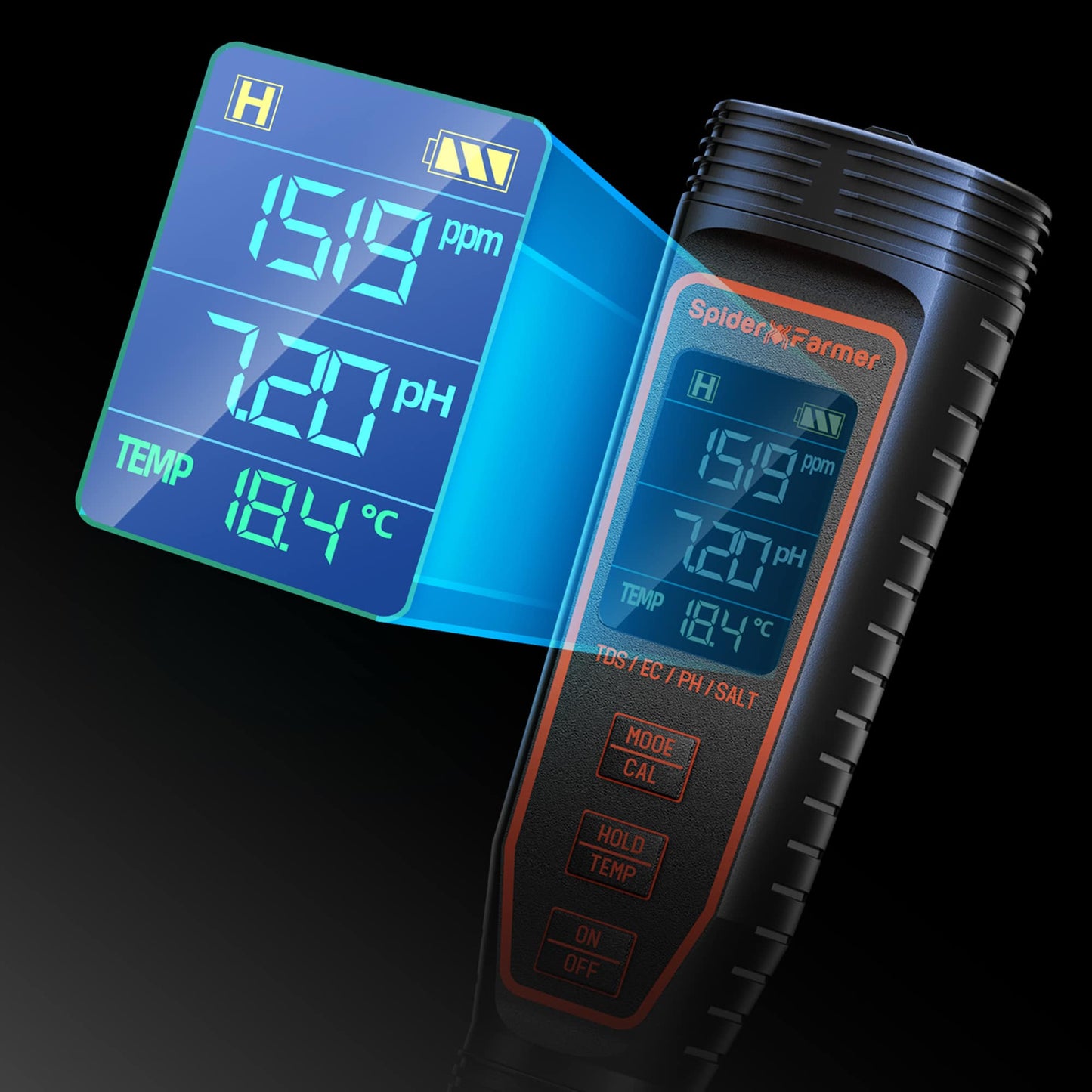 Spider Farmer SF‑PH‑Meter | 5‑in‑1 pH Tester