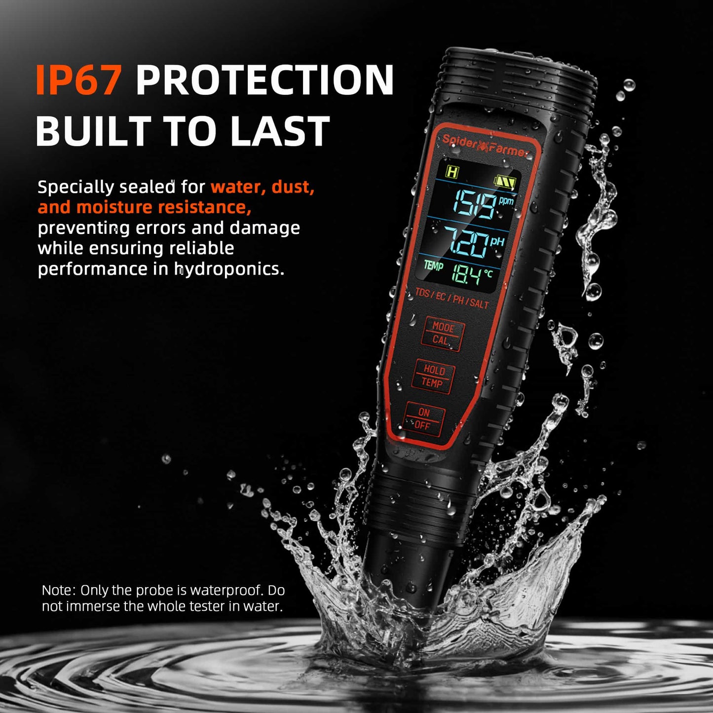 Spider Farmer SF‑PH‑Meter | 5‑in‑1 pH Tester