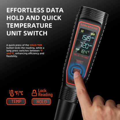 Spider Farmer SF‑PH‑Meter | 5‑in‑1 pH Tester