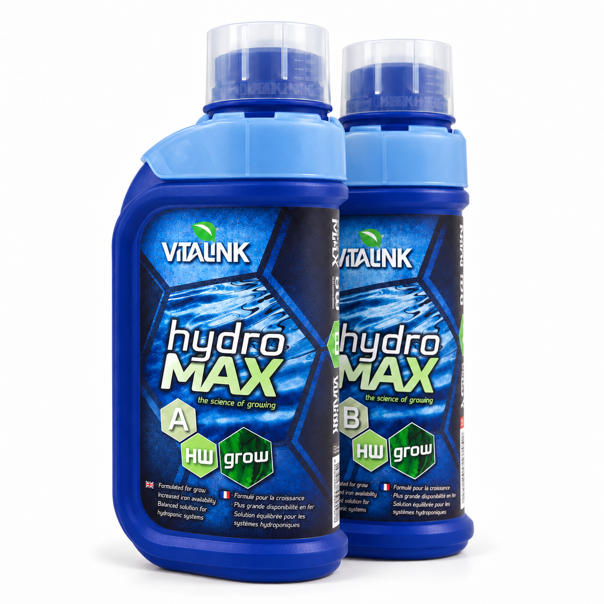 VitaLink Hydro MAX Grow A&B – Soft & Hard Water – 1L & 5L Sets