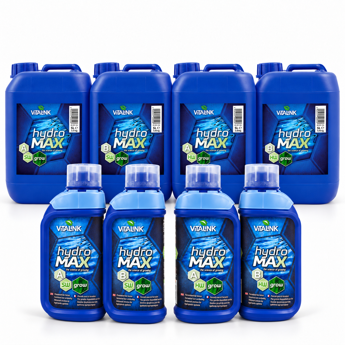 VitaLink Hydro MAX Grow A&B – Soft & Hard Water – 1L & 5L Sets