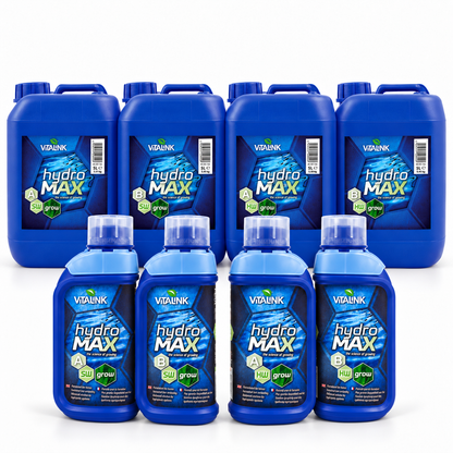 VitaLink Hydro MAX Grow A&B – Soft & Hard Water – 1L & 5L Sets