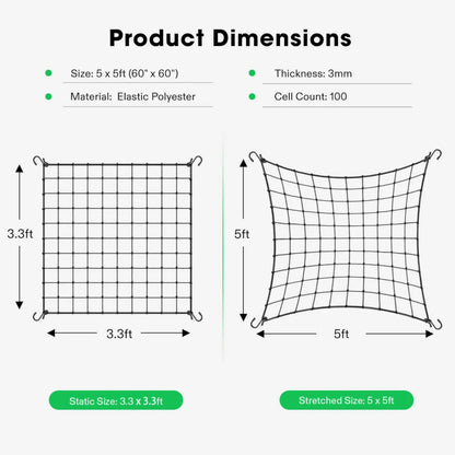 Vivosun Heavy-Duty Elastic Trellis Netting with 4 Hooks | Flexible Scrog Support Net for Grow Tents & Greenhouses
