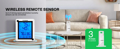 Vivosun Wireless Thermometer Hygrometer | Remote Humidity Monitor with 3 Sensors