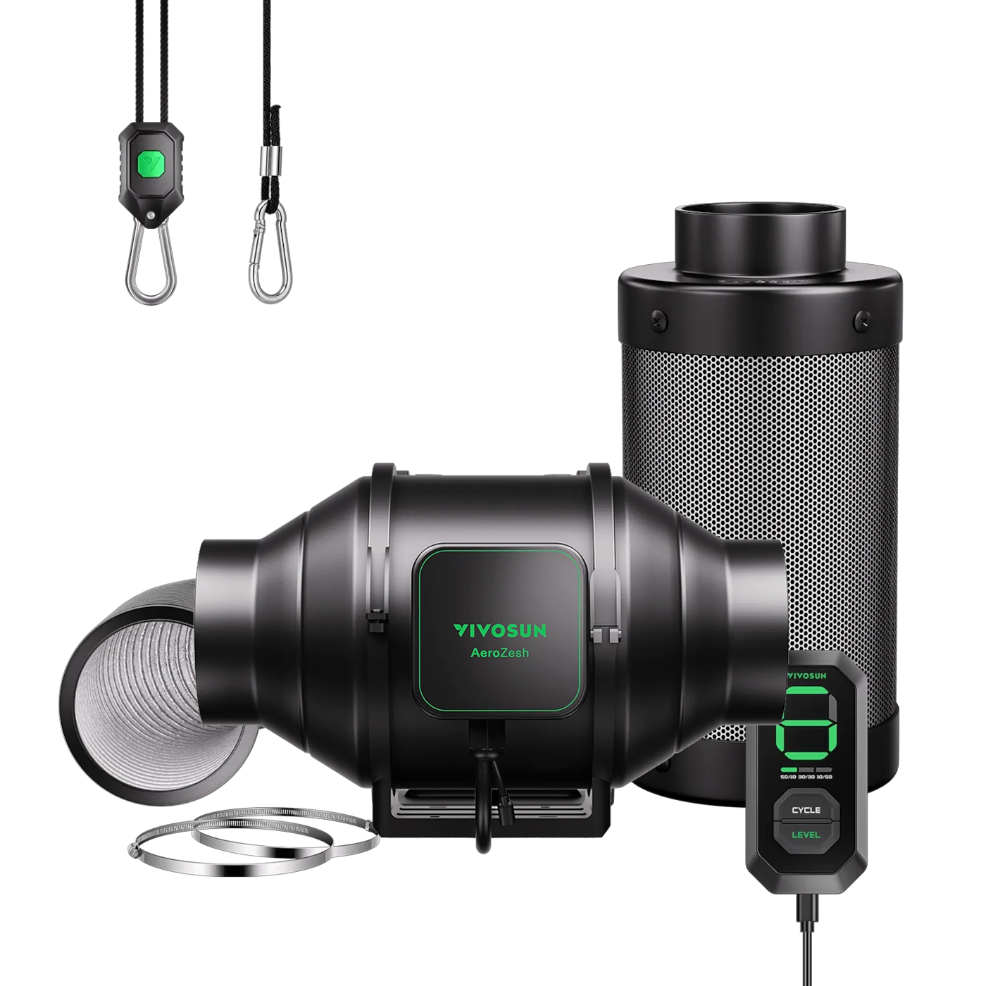 Vivosun AeroZesh Smart Air Filtration Kit | Professional Inline Fan, Carbon Filter & Ducting Combo