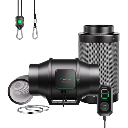 Vivosun AeroZesh Smart Air Filtration Kit | Professional Inline Fan, Carbon Filter & Ducting Combo