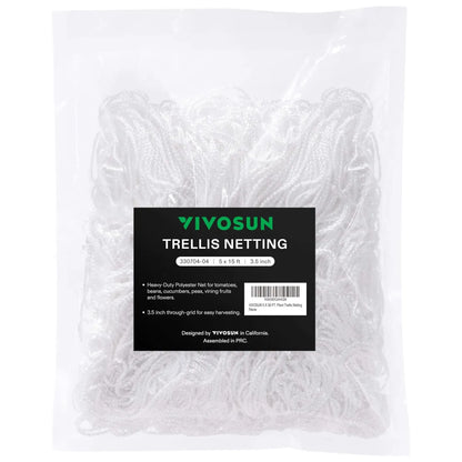 Vivosun Heavy-Duty Polyester Plant Trellis Netting | Flexible Mesh Support for Climbing Vines, Flowers & Vegetables
