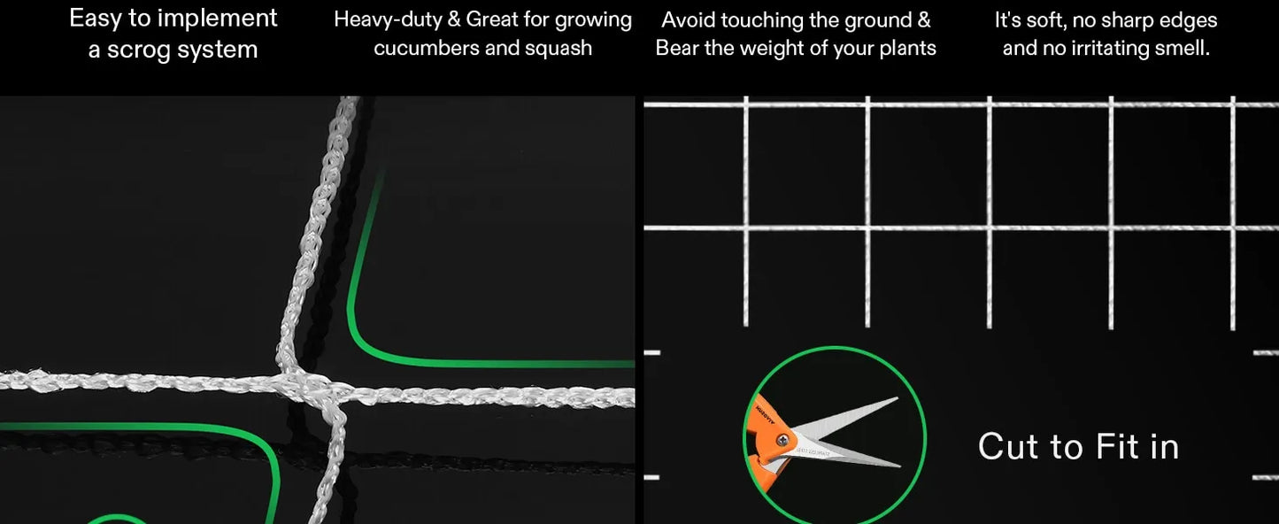 Vivosun Heavy-Duty Polyester Plant Trellis Netting | Flexible Mesh Support for Climbing Vines, Flowers & Vegetables