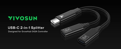 Vivosun USB-C Splitter for GrowHub E42A | 2-in-1 Type C Daisy-Chain Adapter